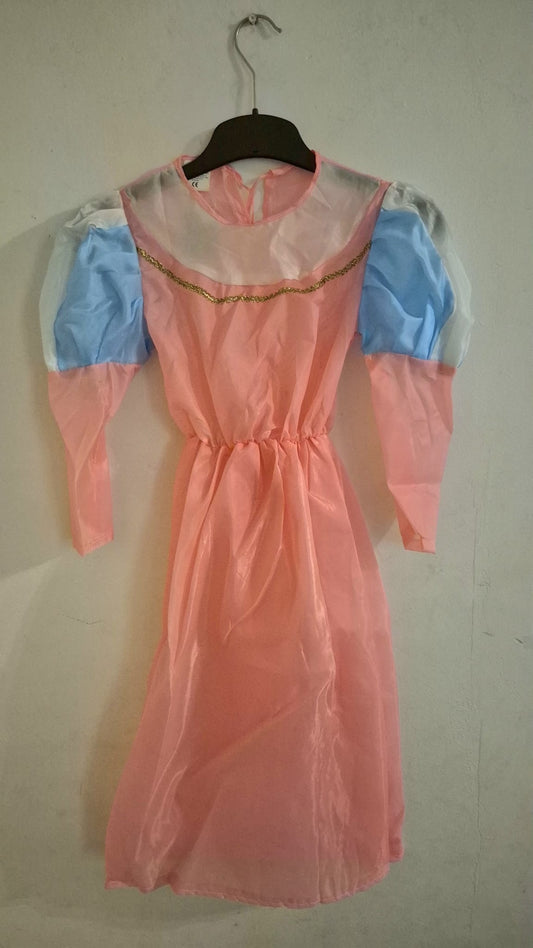Roze prinsessenjurk voor meisjes met pofmouwen in blauw en wit β verkleedjurk voor carnaval, feest of verkleedpartijtje